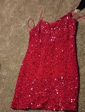 Francesca's Collections Red Sequin Mini Dress